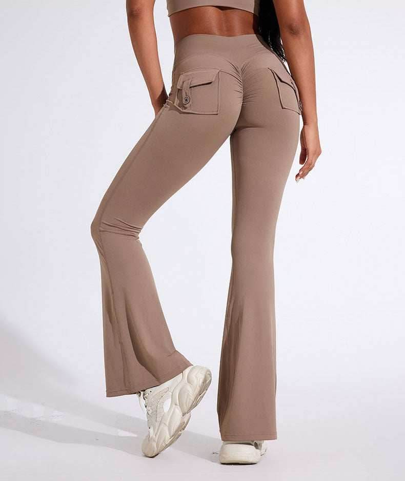 High Waist Yoga Flared Pant With Tooling Pocket