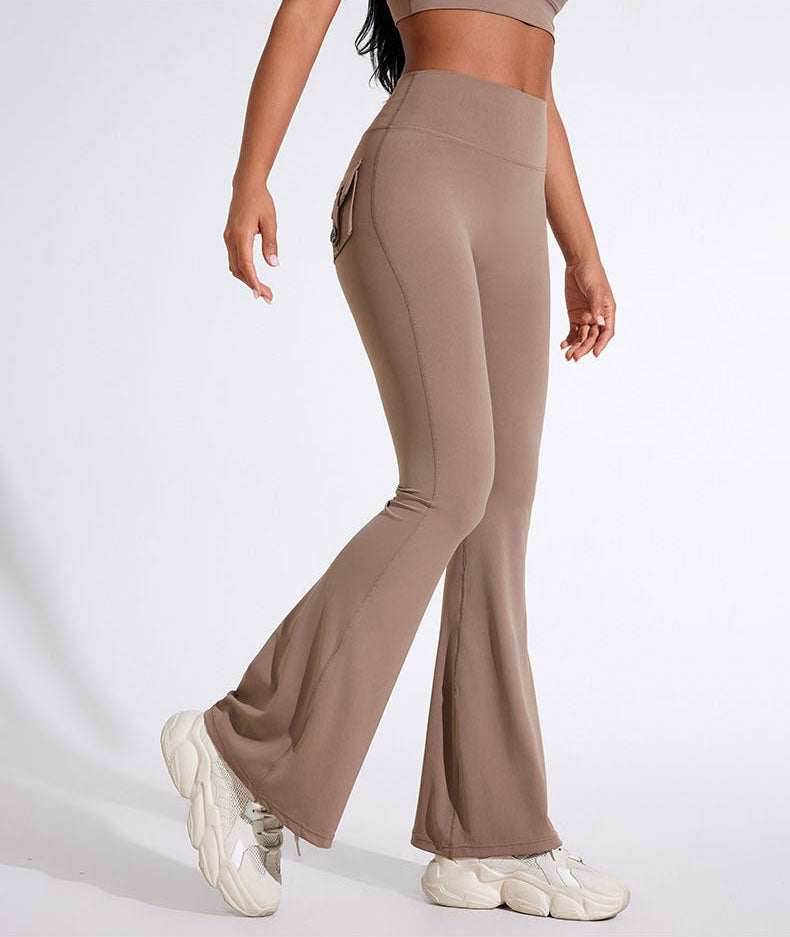 High Waist Yoga Flared Pant With Tooling Pocket
