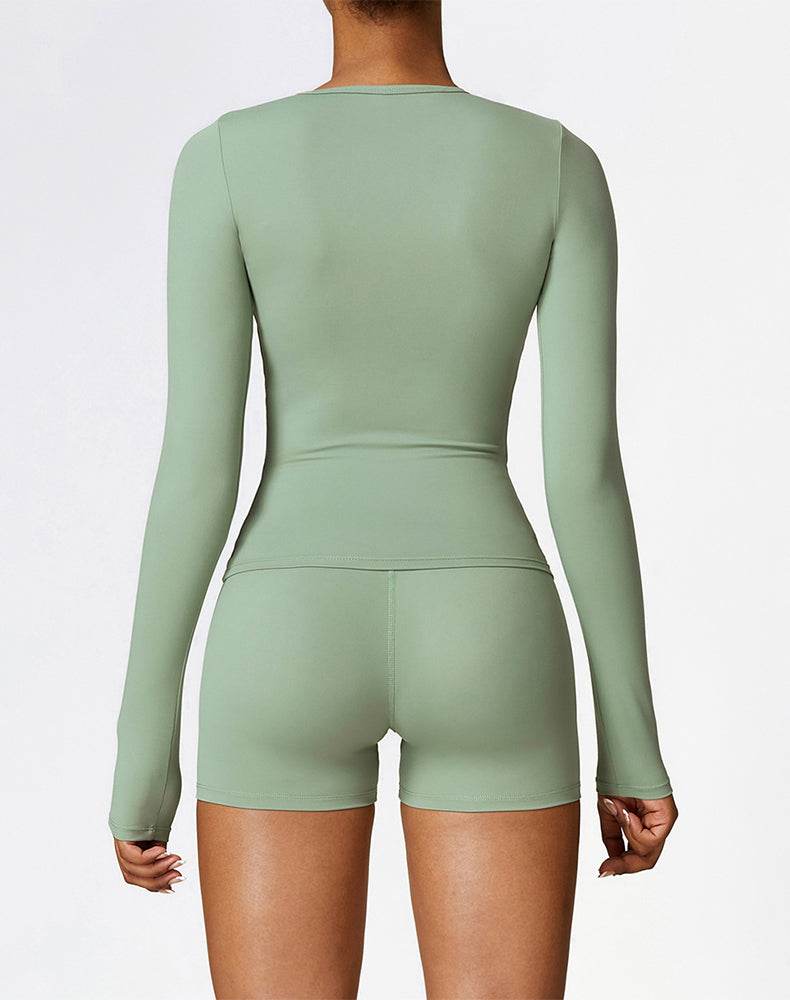 Athletic Wear with Long Sleeve Slim Fit T-Shirt and Short