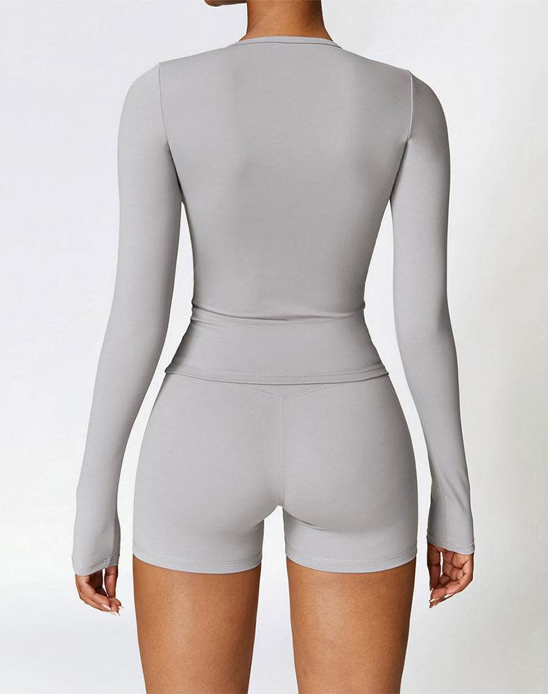 Athletic Wear with Long Sleeve Slim Fit T-Shirt and Short -