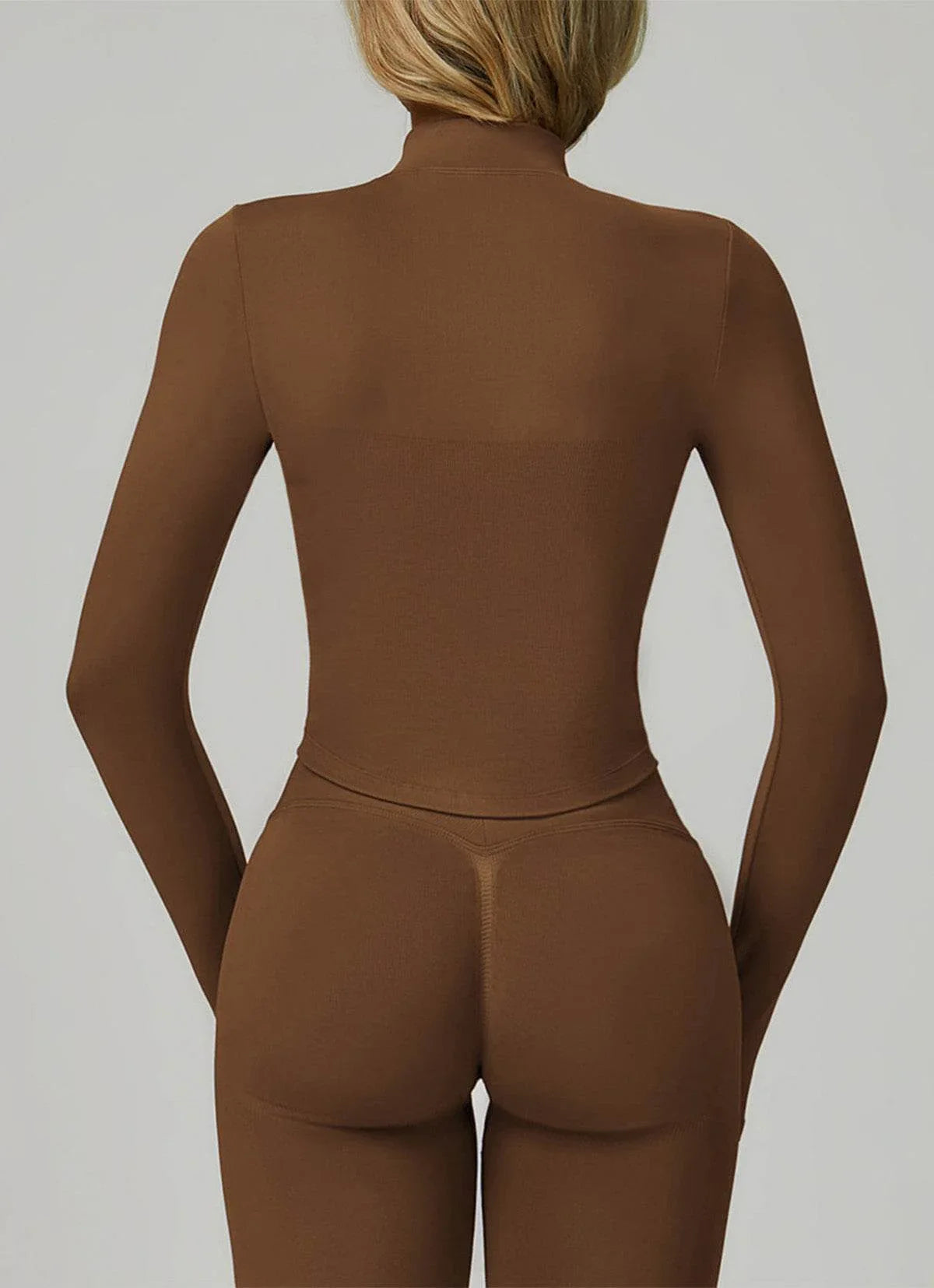 Full Zip Cropped Workout Jacket with Thumb Holes -