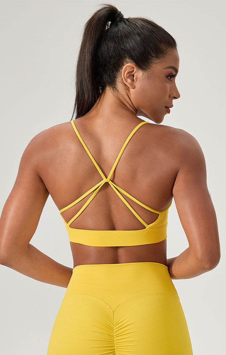 Cross Spaghetti Straps Sports Bra with Chest Pad -