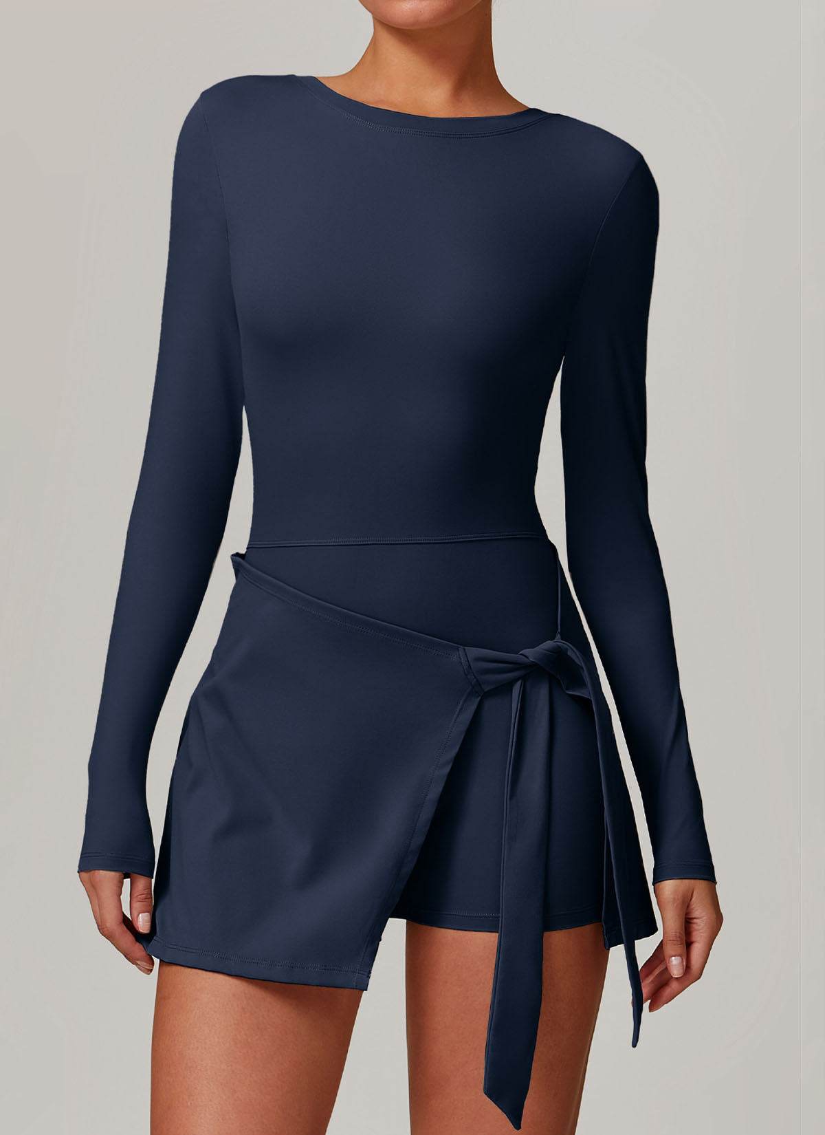 Long Sleeve Tennis Jumpsuit Dress With Shorts