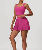 Activewear Set With Tank and Accordion Pleated Skirt