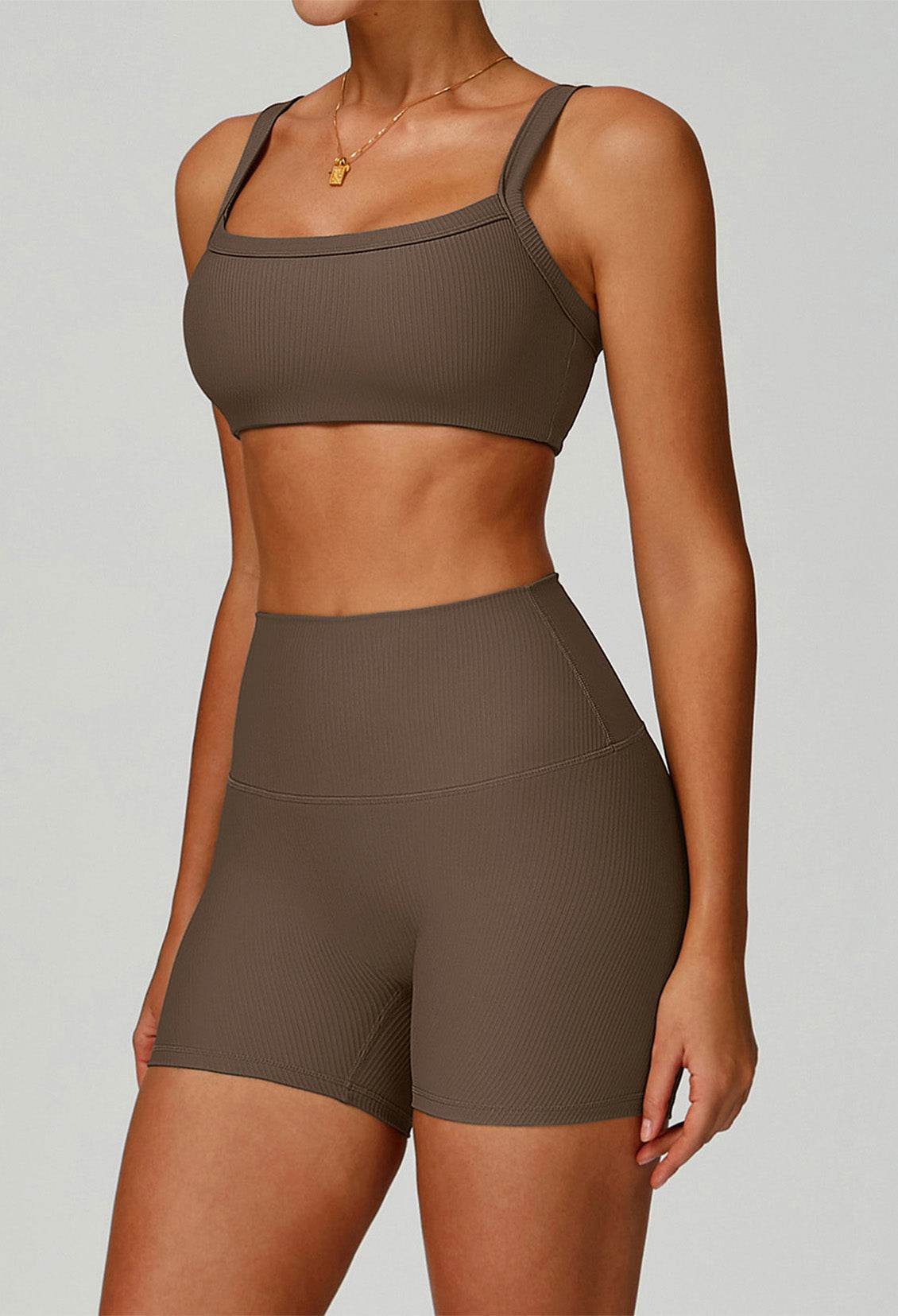 Square Neckline Sports Bras with Removable Chest Pad -