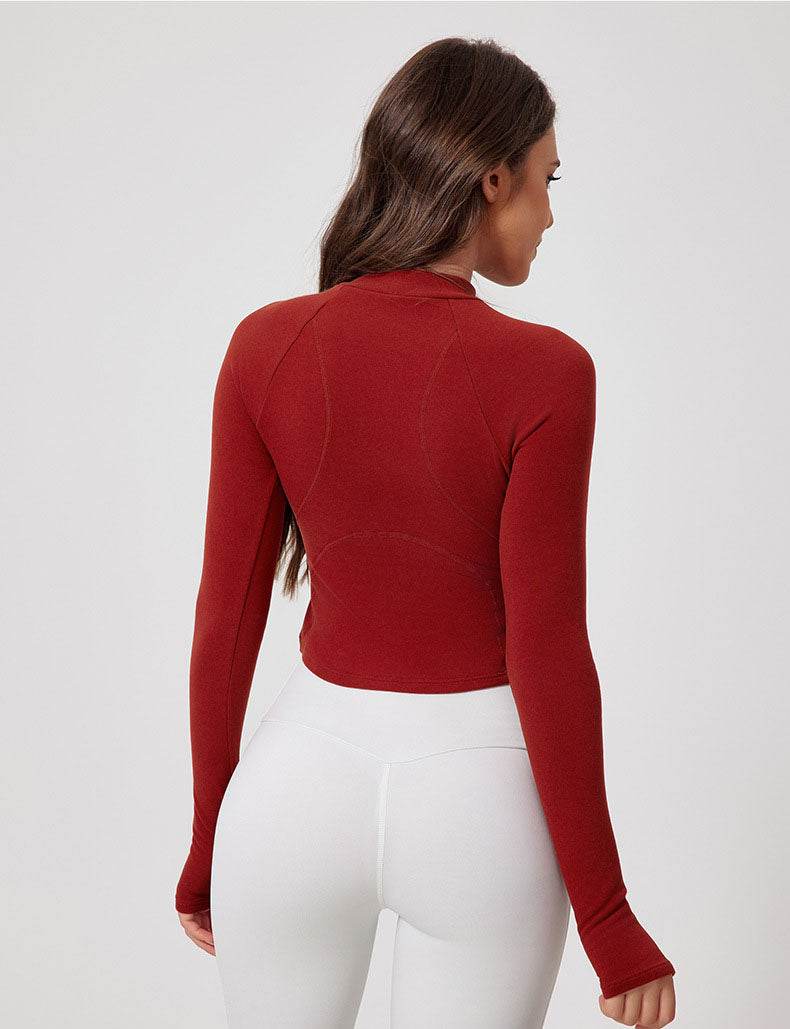Slim Fit Fitness Zipper Jacket with Thumb Hole