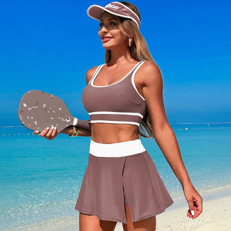 Two Piece Color Block High Waisted Bikini Sets