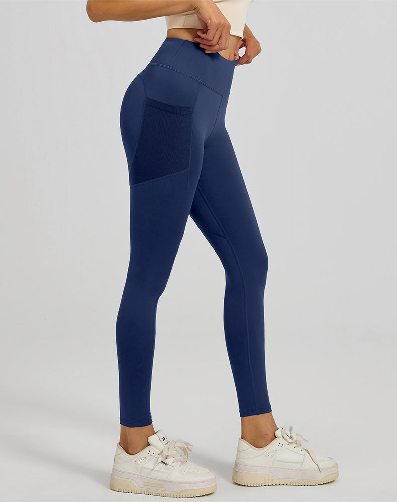 High Waisted Yoga Mesh Leggings with Side Pockets
