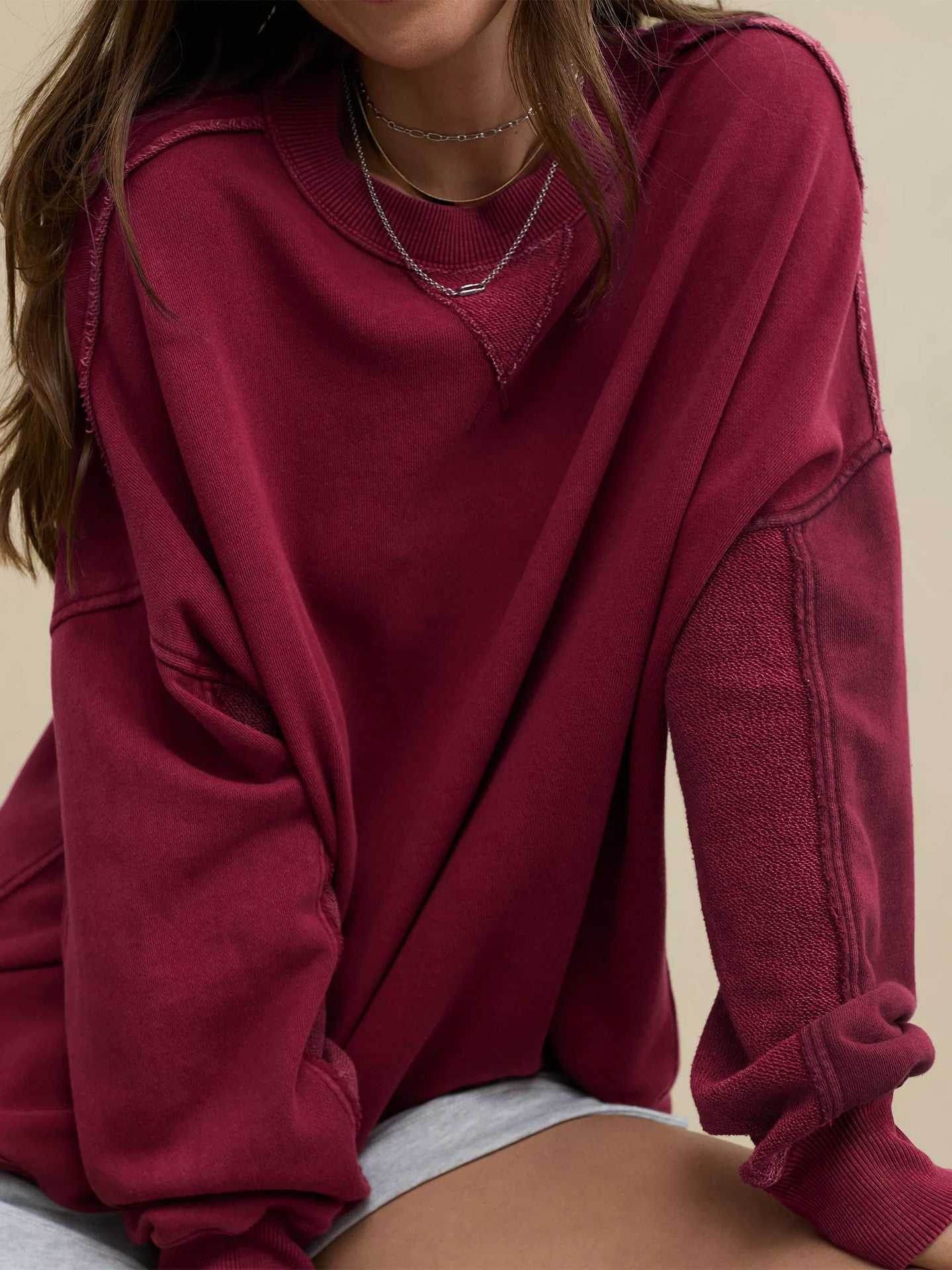 Long Sleeve Loose Crew Neck Sweatshirts