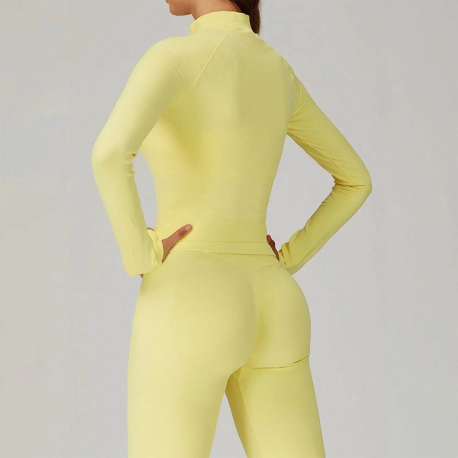 Zip Up Slim Athletic Jacket Yoga Crop Top with Thumb Hole -