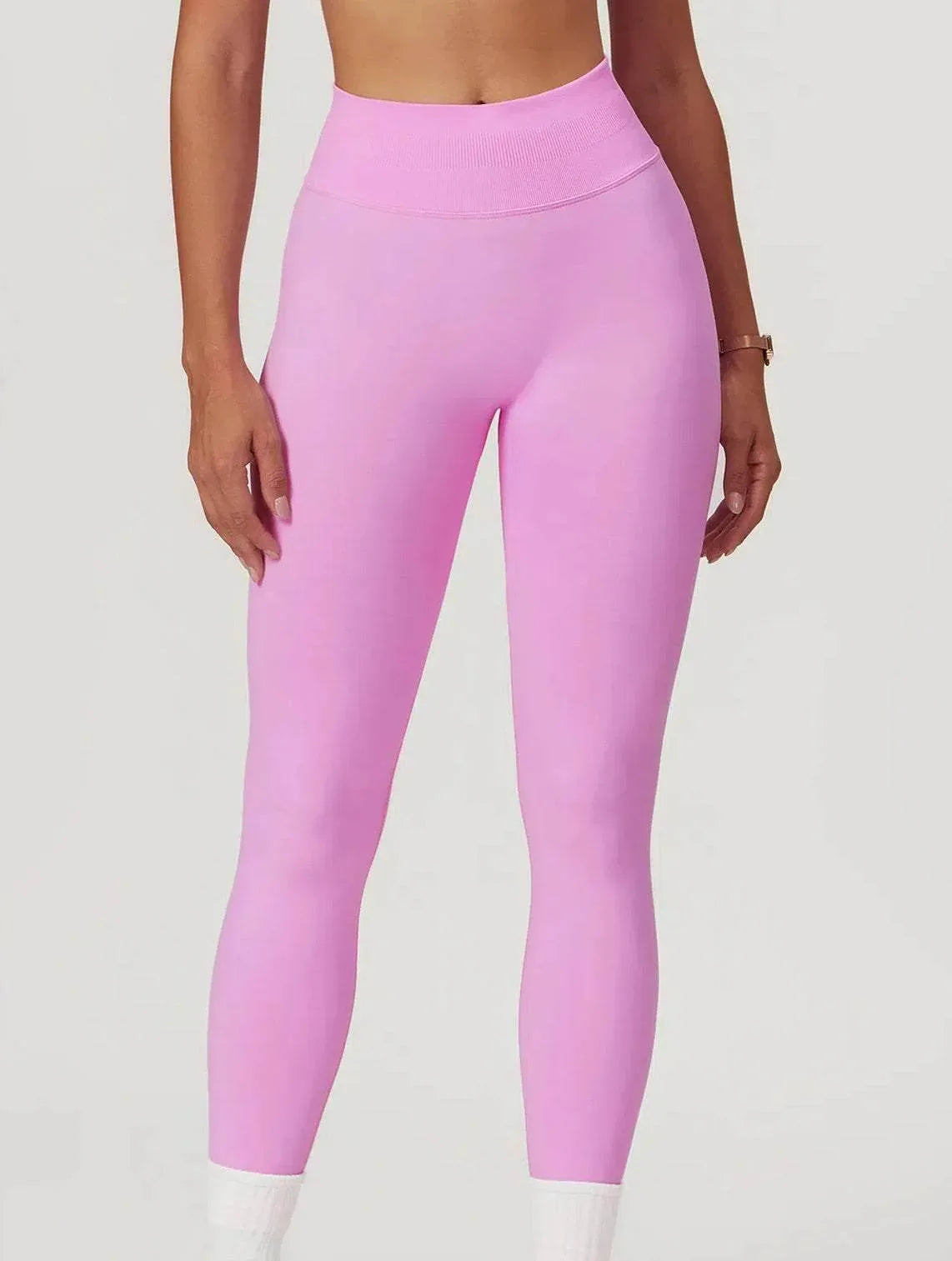 High Waist Athletic Leggings - Purple Pink