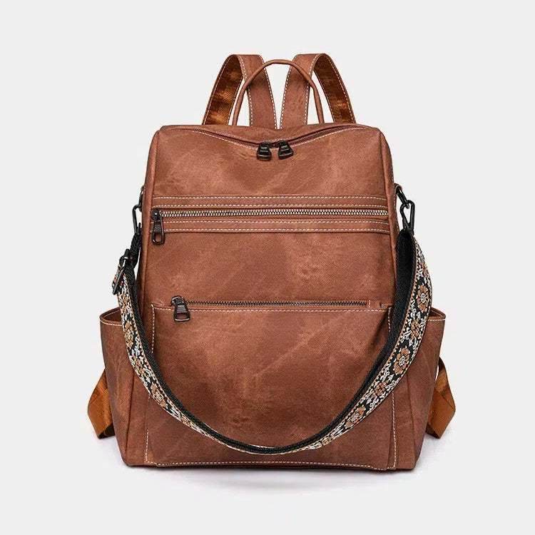 Retro Large Capacity PU Leather Backpack