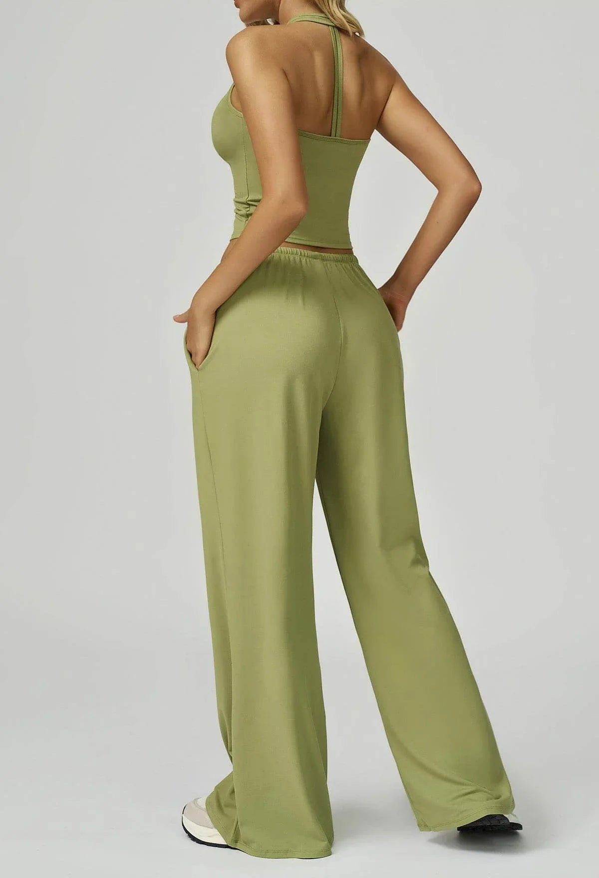 Activewear Wear with Tank Top and Wide Leg Lounge Pants -