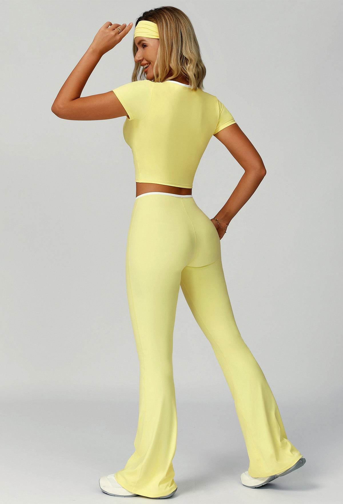 3 Pieces Activewear Set with Headband, Crop Top and Pant