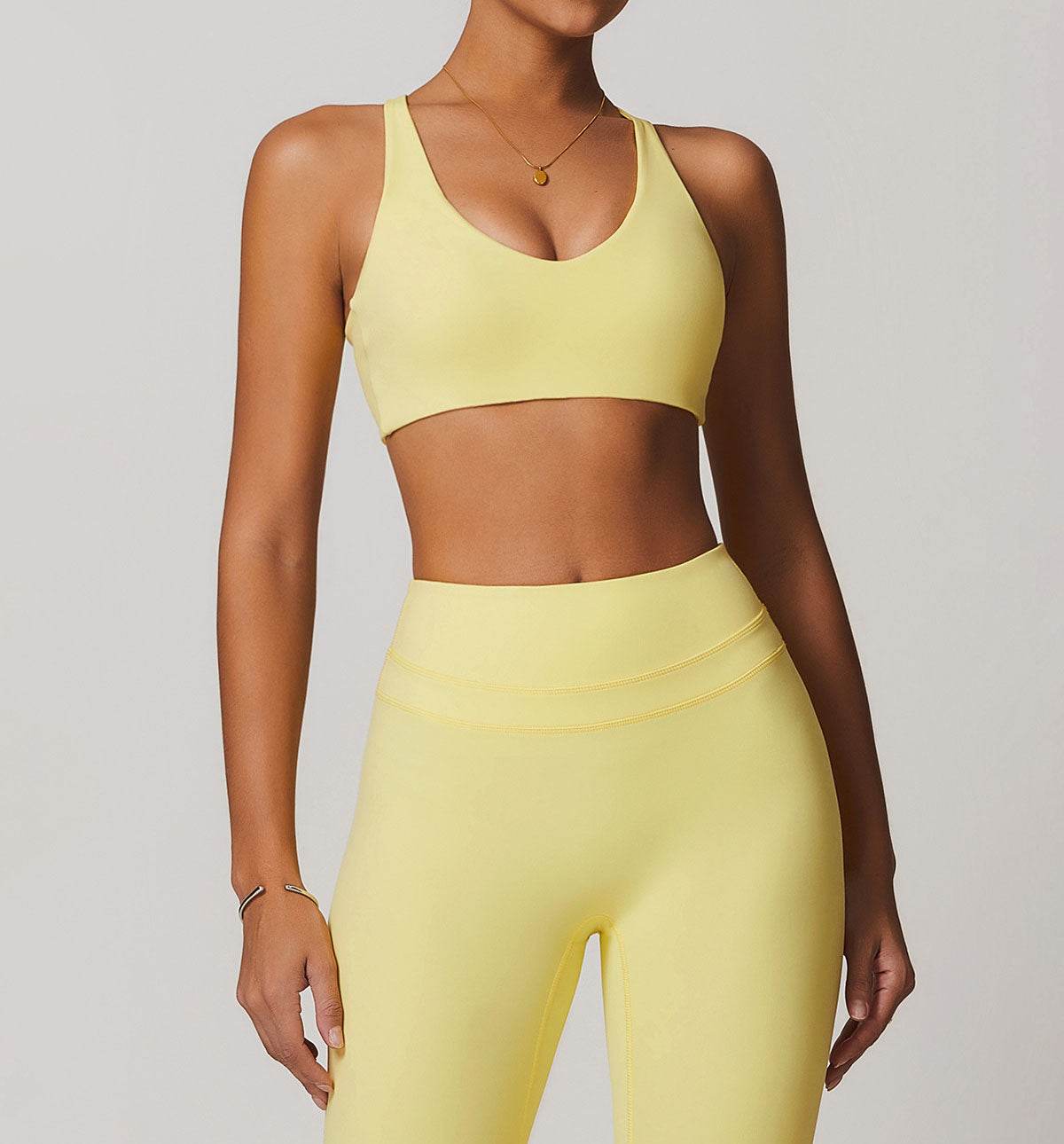 V Neck Twist Back Sports Bra with Padded