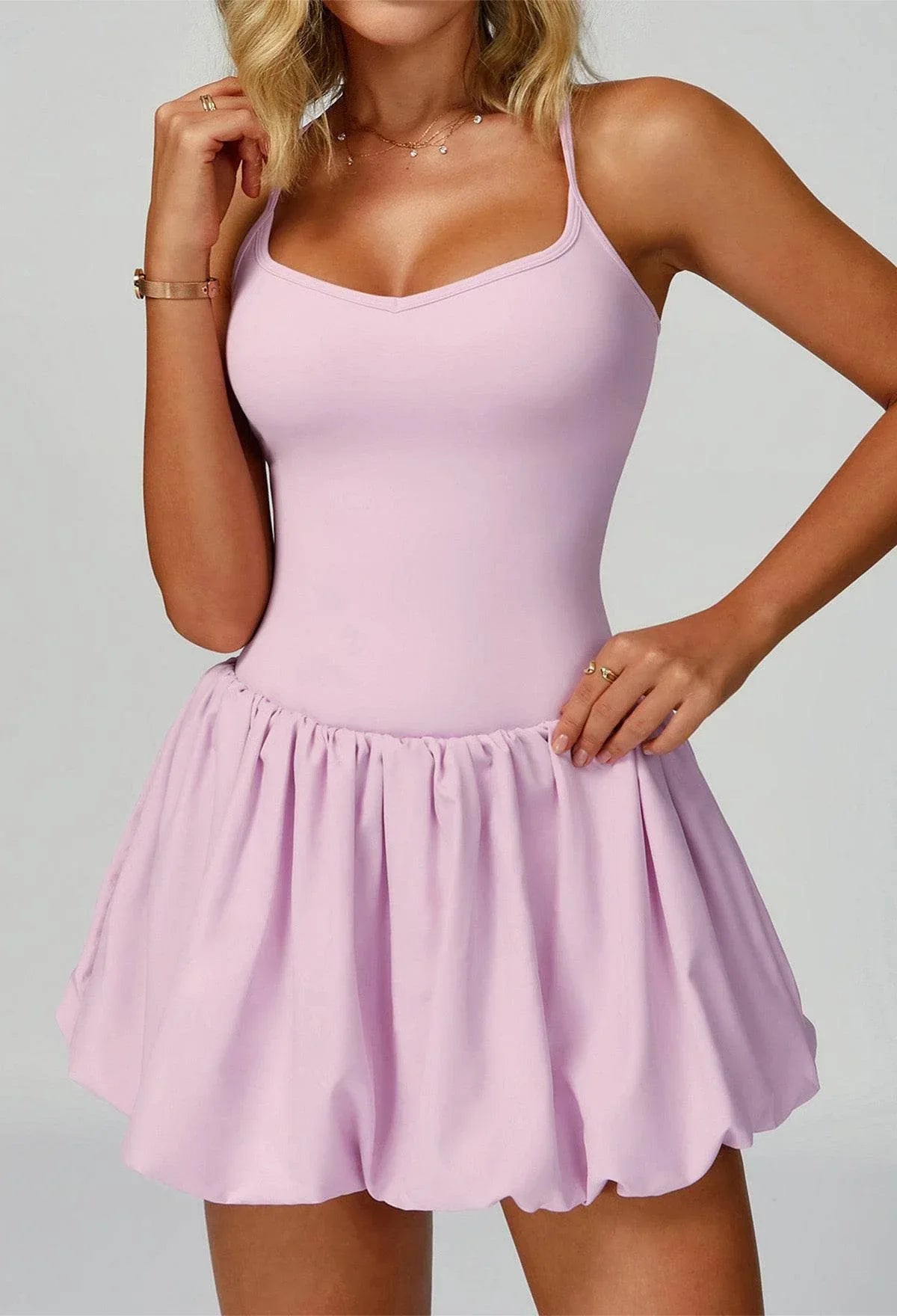 Cross Back Tennis Dresses with Short and Pocket -
