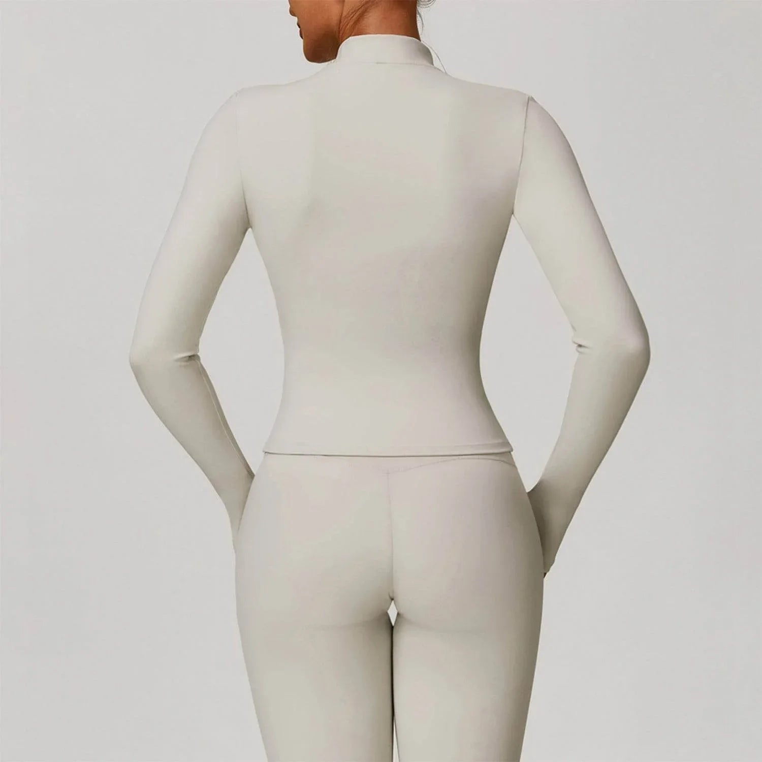 Zip Up Workout Jacket Long Sleeve Athletic Coat with Pockets -