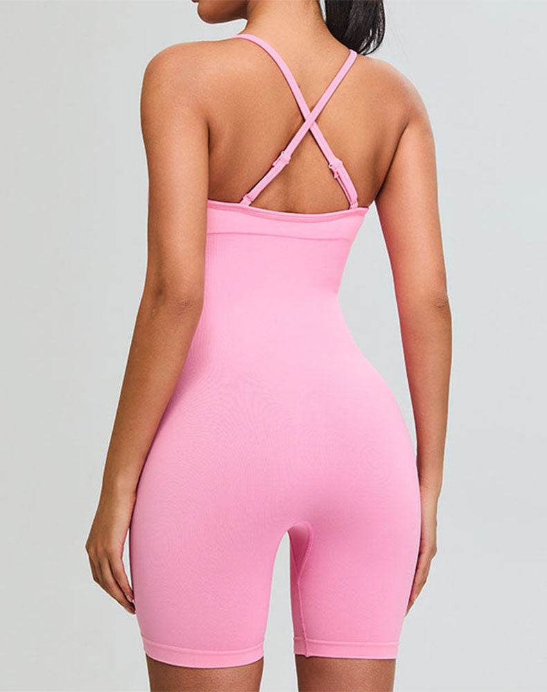 Criss Cross Yoga Short Jumpsuit One Piece Bodysuit
