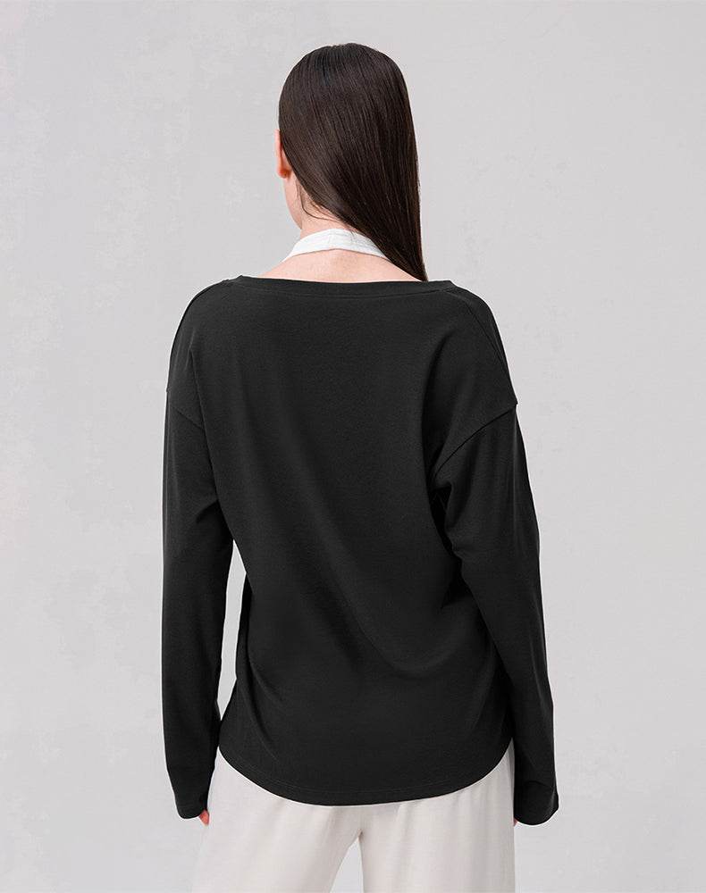 Loose V Neck Loose Long Sleeves T-Shirts Casual Yoga Tops