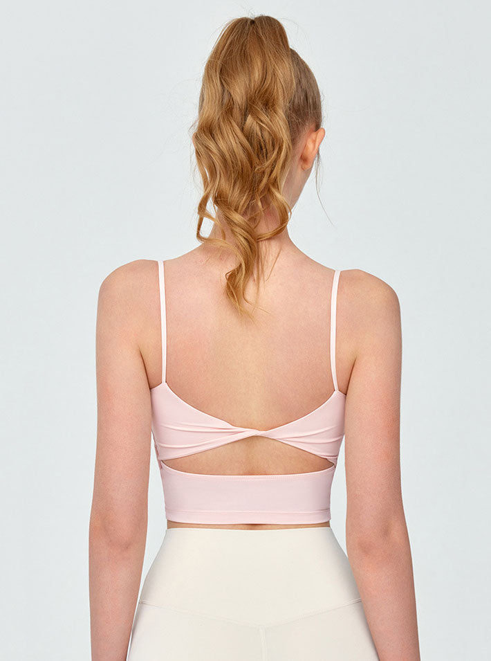 Twist Back Spaghetti Straps Sports Tank Top