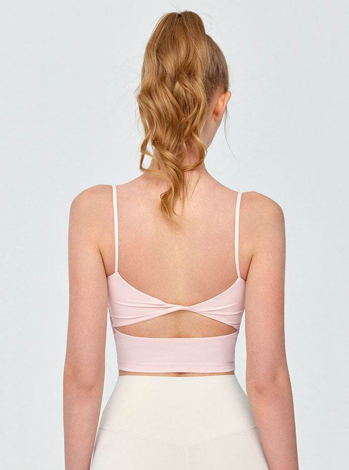 Twist Back Spaghetti Straps Sports Tank Top