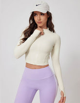 Long Sleeve Crop Sports Jacket with Thumb Hole