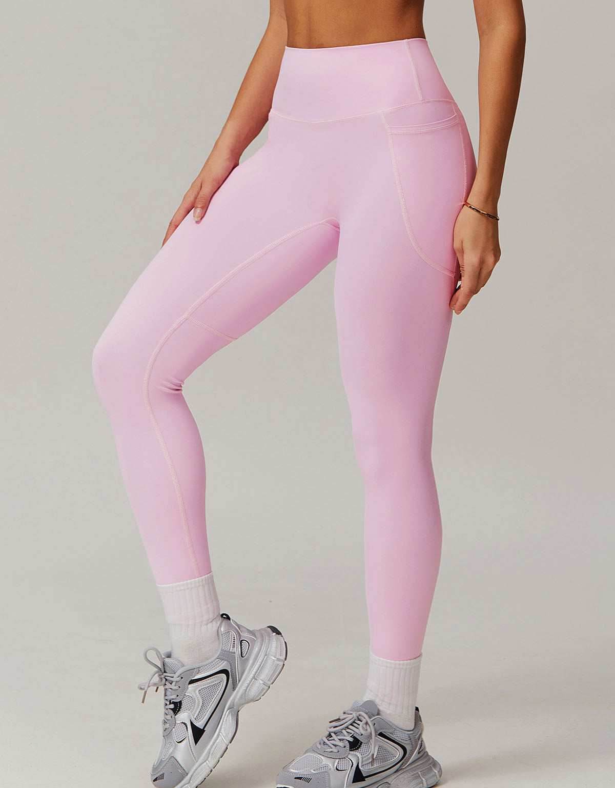 Solid High Waist Yoga Leggings with Pockets