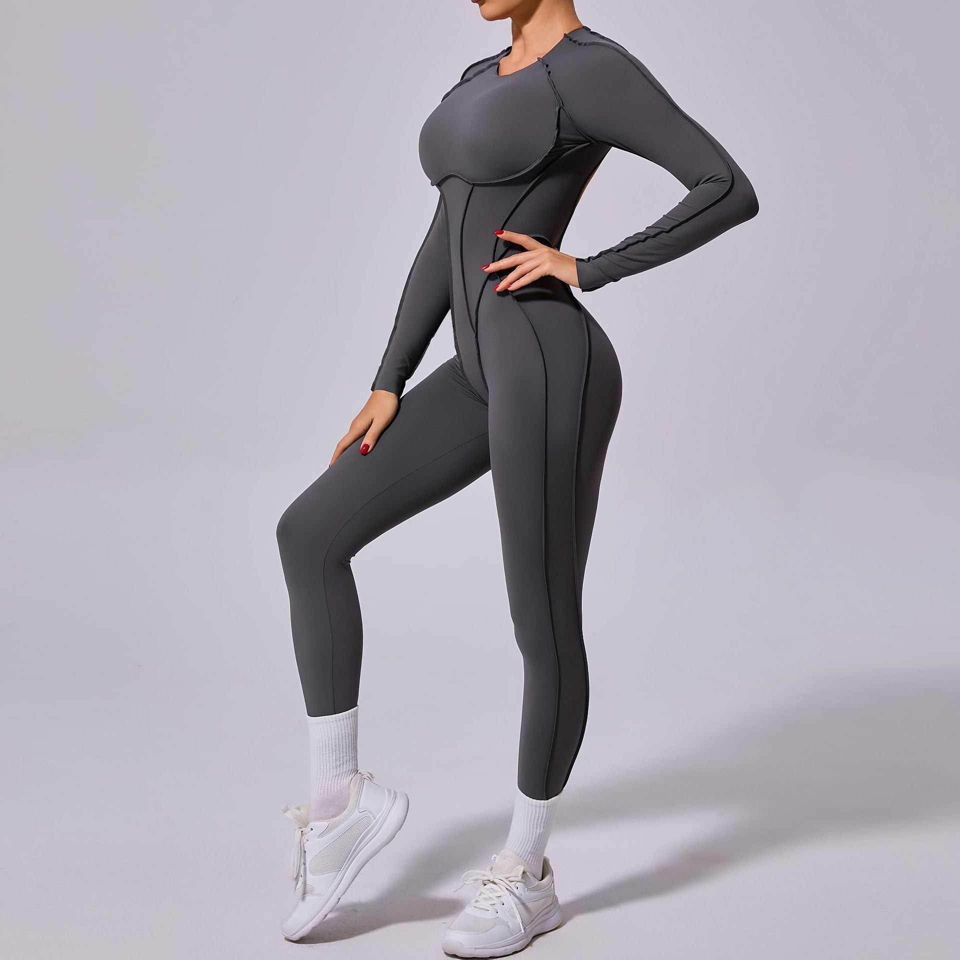 Long Sleeve Backless Yoga Jumpsuits -