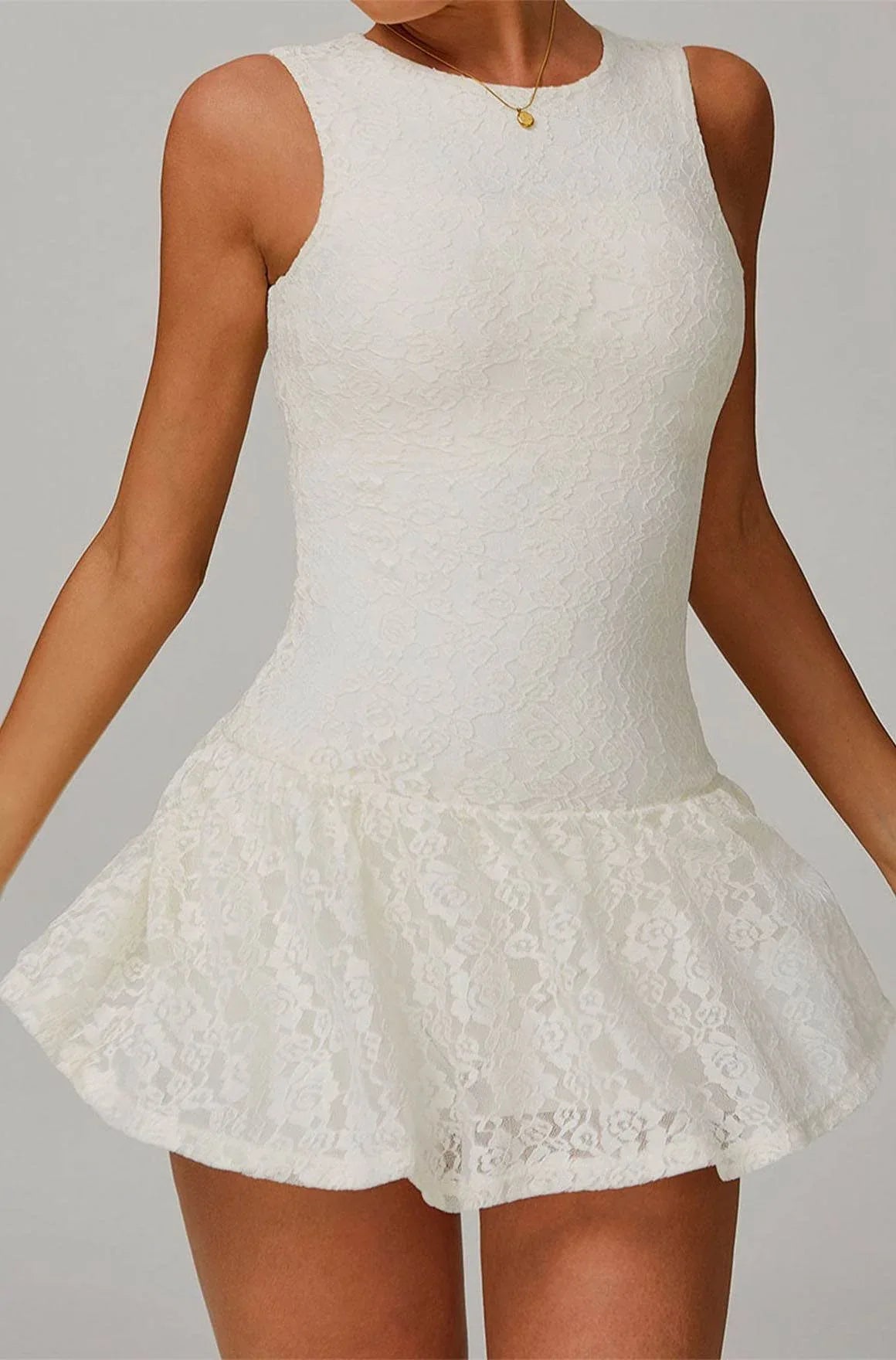 Retro Lace Sleeveless Tennis Dress with Short -