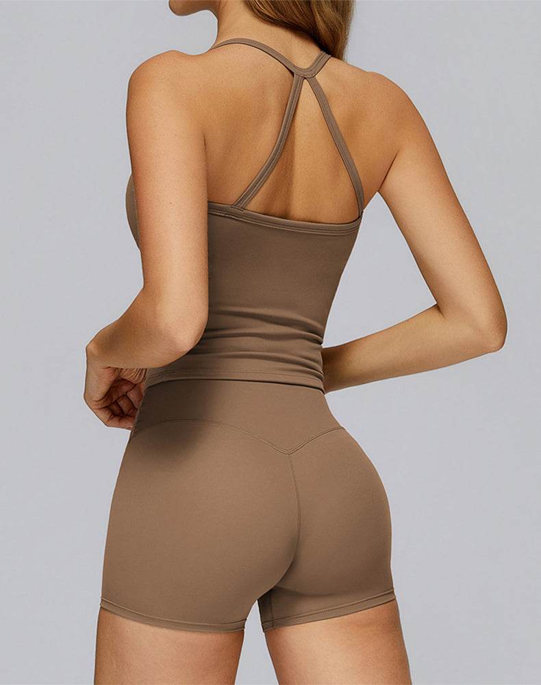 Athletic Wear with Criss Cross Back Tank Top and Short