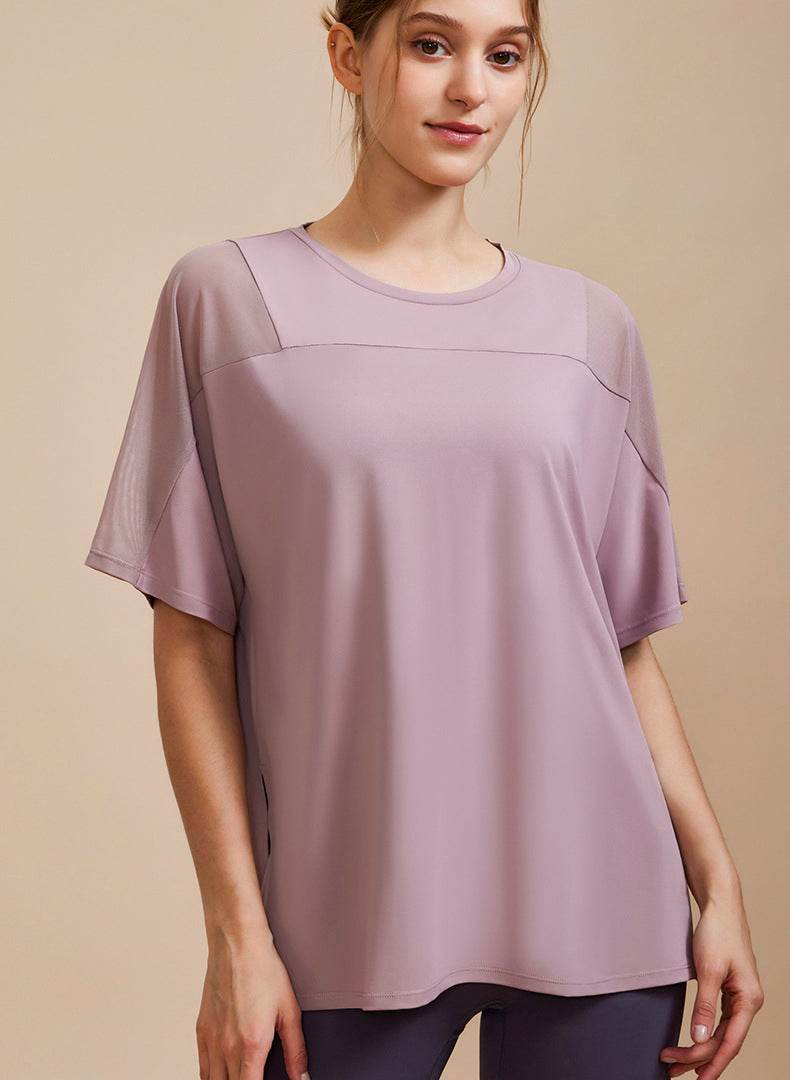 Mesh Splicing Short Sleeved Sports Loose T-Shirt