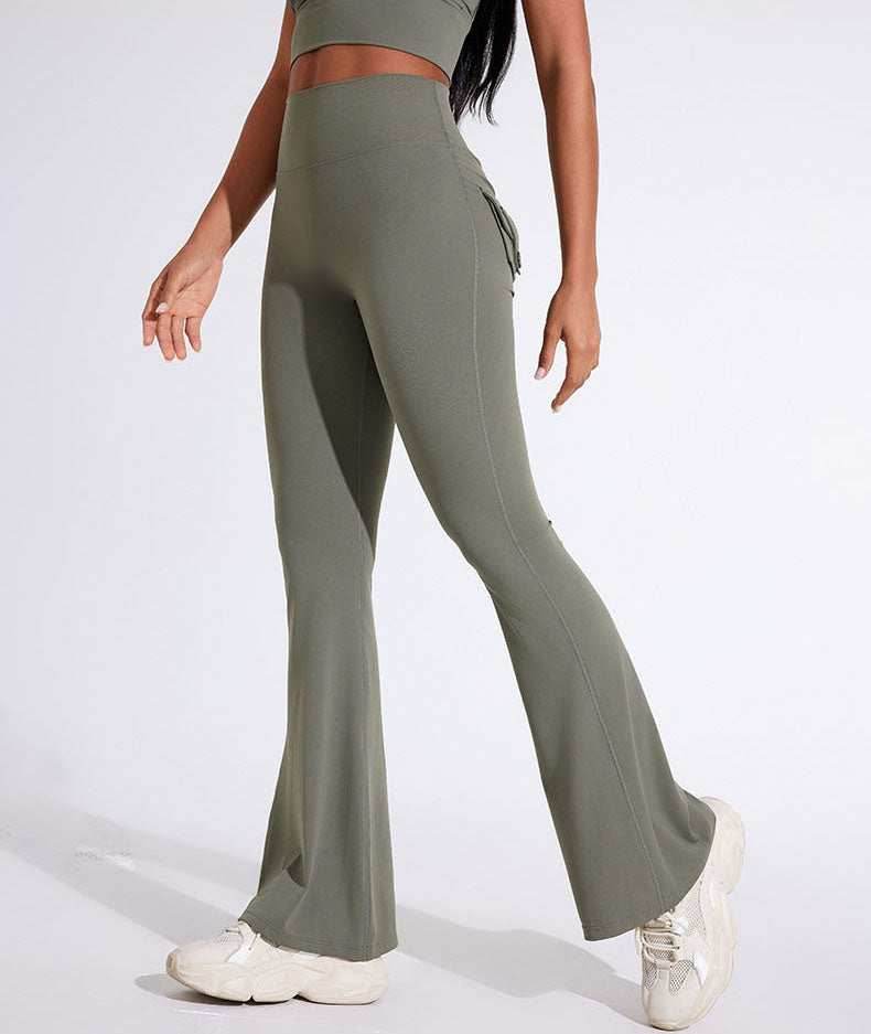 High Waist Yoga Flared Pant With Tooling Pocket