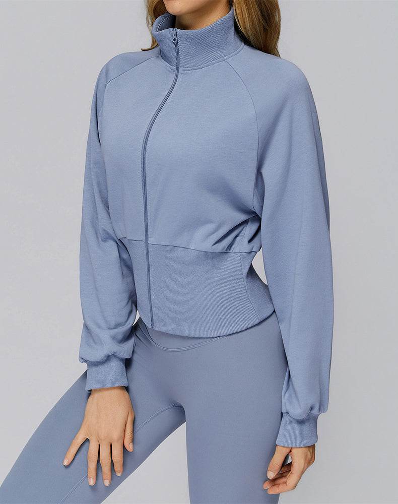 Zip Up Casual Jacket Workout Long Sleeve Crop Tops