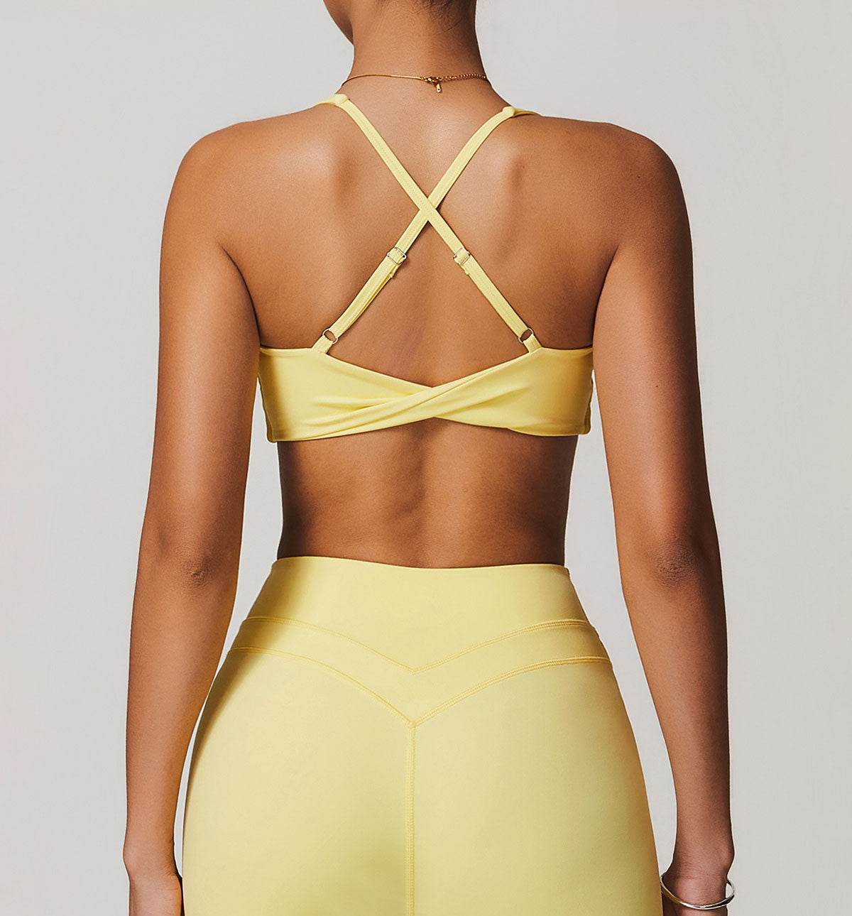 V Neck Twist Back Sports Bra with Padded