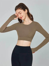 Long Sleeve Hollow Out Back Sports T-Shirt