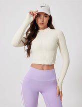 Long Sleeve Crop Sports Jacket with Thumb Hole
