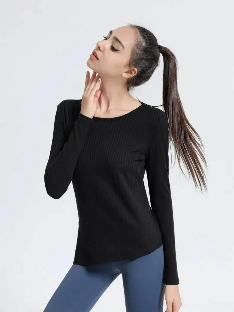 Long Sleeve Ribbed Sports T-Shirts -