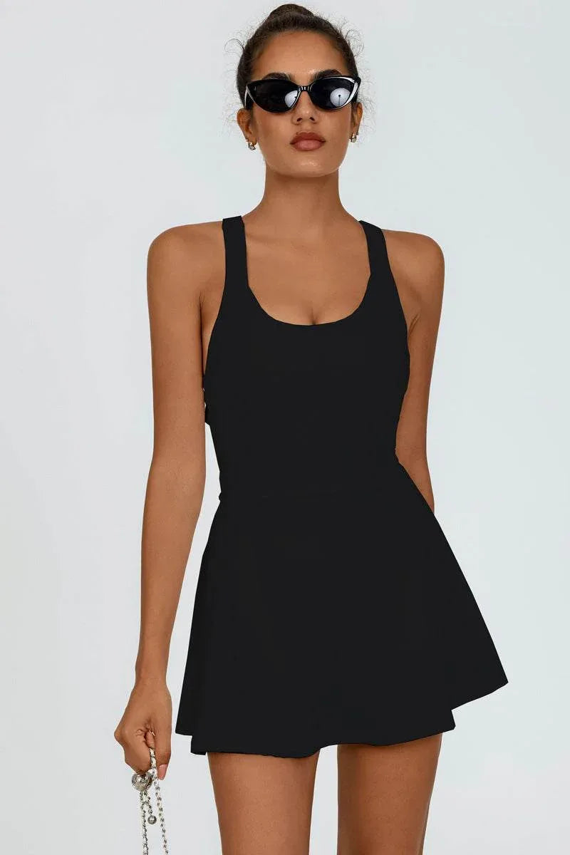 Cross Back Tennis Dress with Built Shorts -