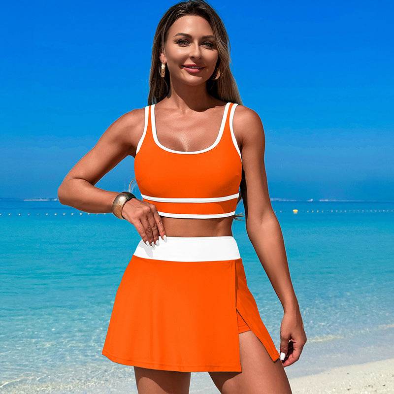 Two Piece Color Block High Waisted Bikini Sets