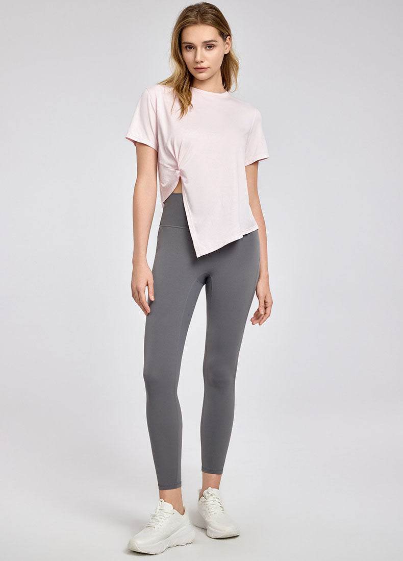 Irregular Slit Short Sleeve Yoga T-Shirts