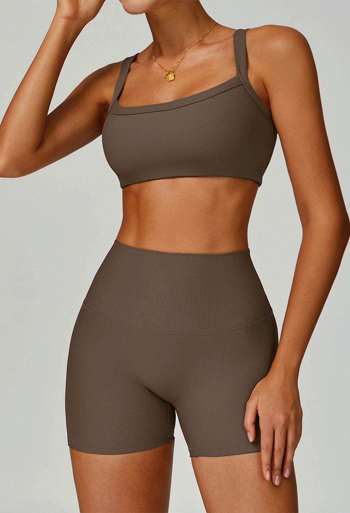 Square Neckline Sports Bras with Removable Chest Pad -