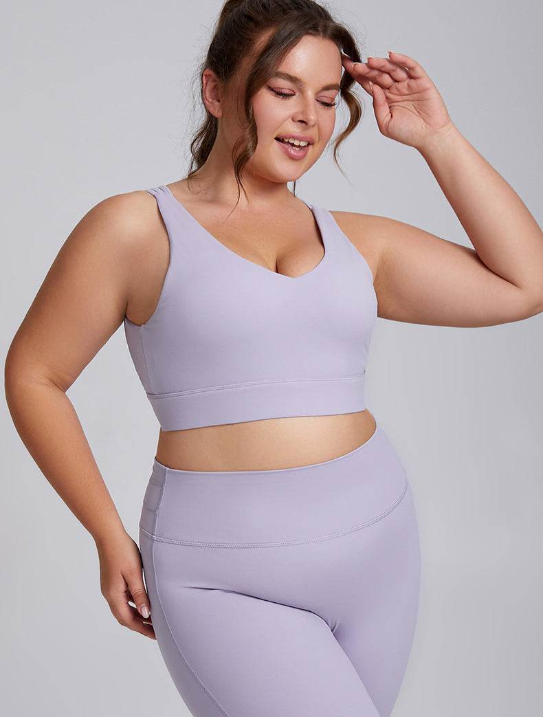 V Neck Cross Back Sports Bra