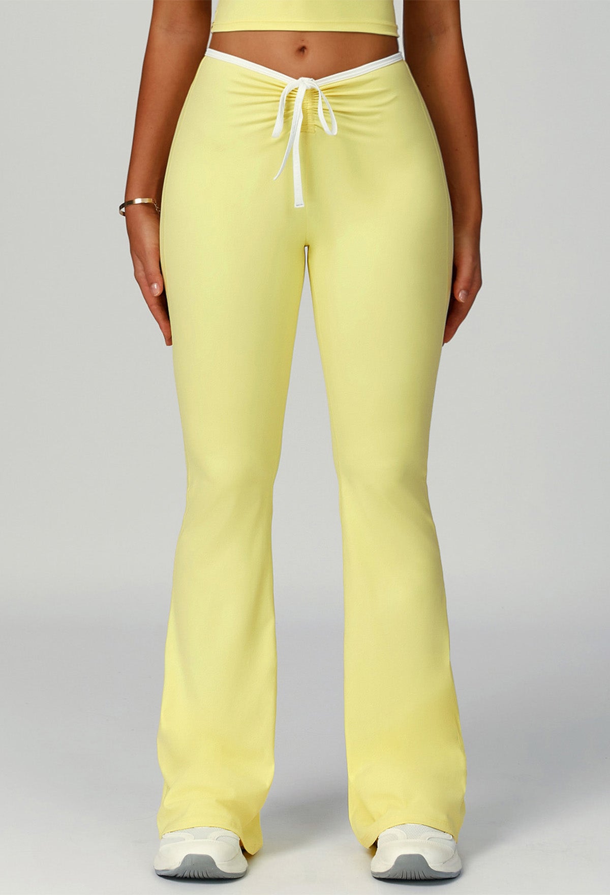 Color Block Flare Pants with Drawstring Waist