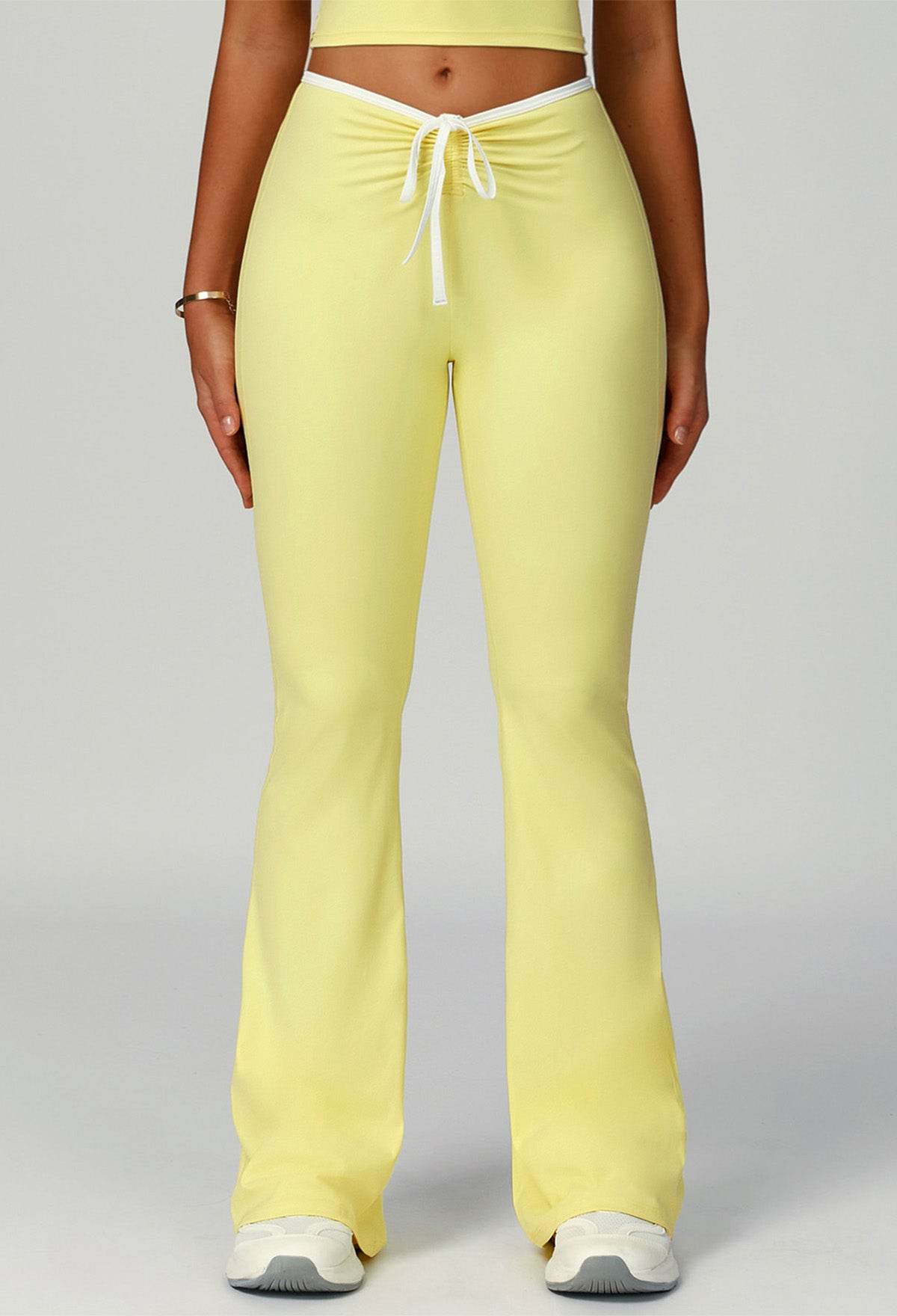 Color Block Flare Pants with Drawstring Waist