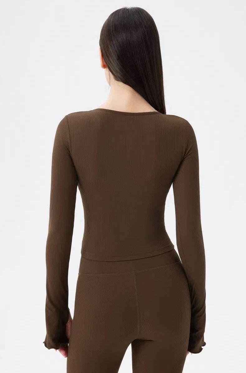 Long Sleeves Ribbed Yoga T-Shirt