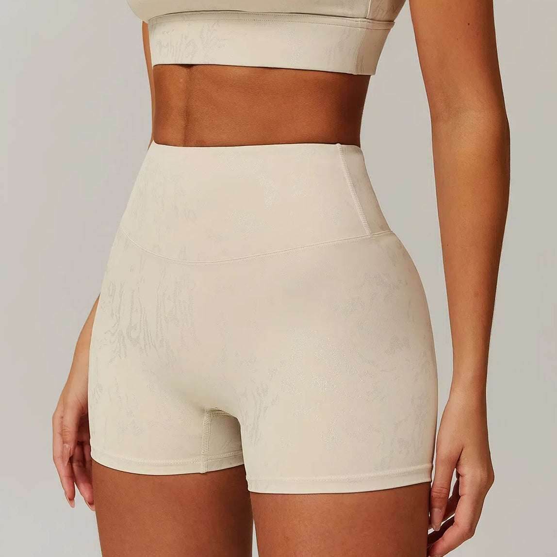 High Waist Yoga Short With Gold Blocking Pattern