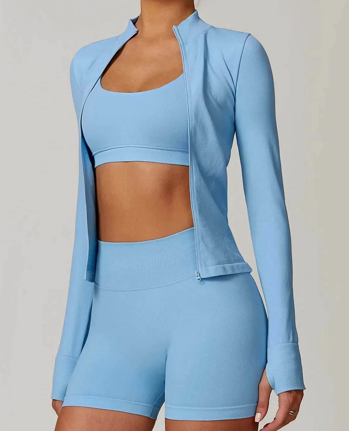 Slim Fit Full Zip Sports Jacket - Sky Blue