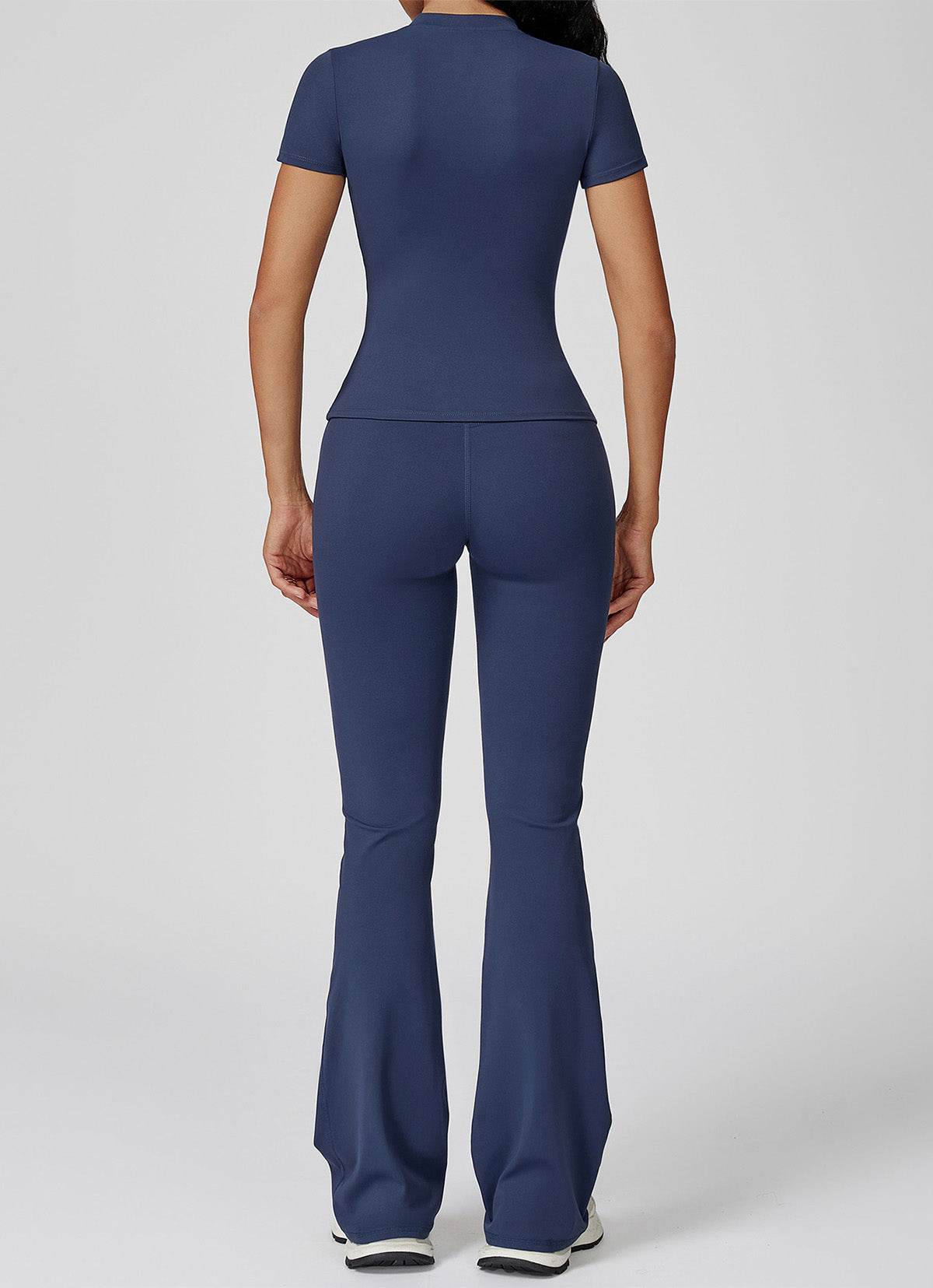 Sports Wear with Short Sleeve T-Shirt and Flared Leg Pants