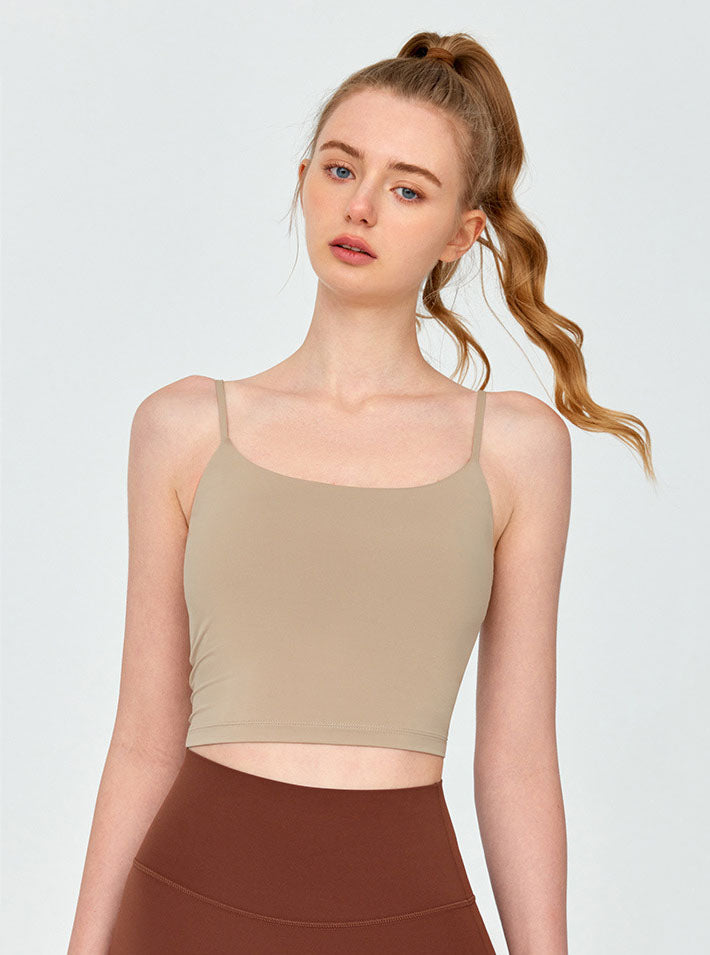 Twist Back Spaghetti Straps Sports Tank Top