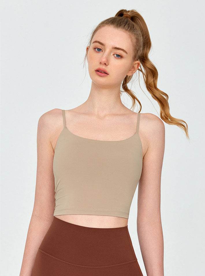 Twist Back Spaghetti Straps Sports Tank Top